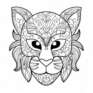 Farverig Dyremaske Farvelaegningsside 90662 30620