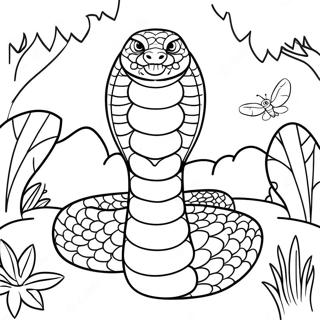 Majestaetisk Konge Kobra I Jungle Farvelaegningsside 91070-30937