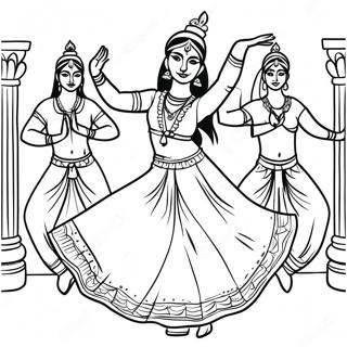 Traditionel Indisk Dans Farvelaegningsside 91889 31652