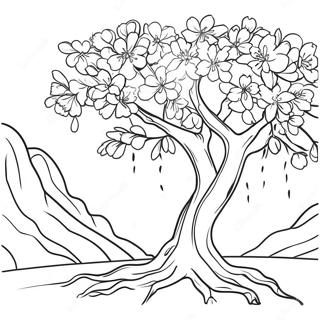 Japansk Kirsebaerblomst Trae Farvelaegningsside 92456 32093