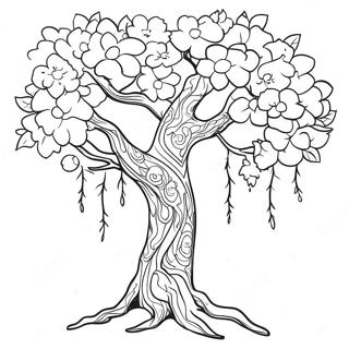 Japansk Kirsebaerblomst Trae Farvelaegningsside 92456 32095