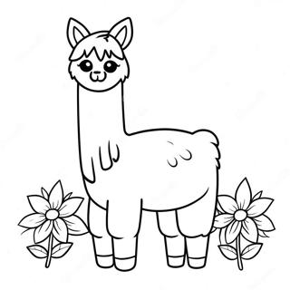 Llama Llama Med Blomster Farvelaegningsside 92585-32196