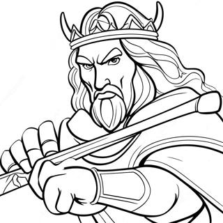 Modig Konge Med Svaerd Farvelaegningsside 92839 32390