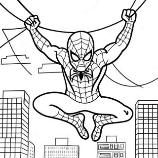 Spiderman Svinger Gennem Halloween Nat Farvelaegningsside 93022-32540