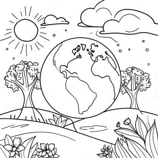 Smuk Jord Med Traeer Og Blomster Farvelaegningsside 9392 1311