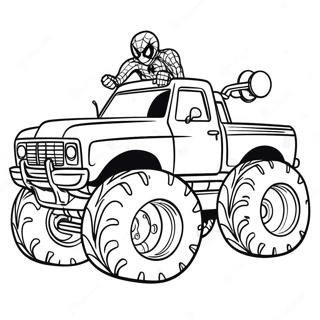 Spiderman Korer En Kaempe Monster Truck Farvelaegningsside 94074-33345