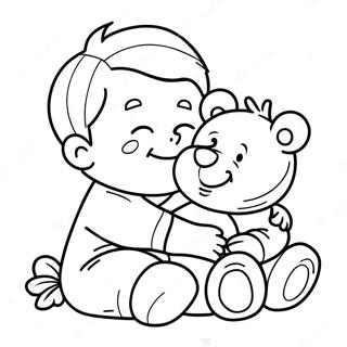 Sovende Baby Med Teddybjorn Farvelaegningsside 94283 33587