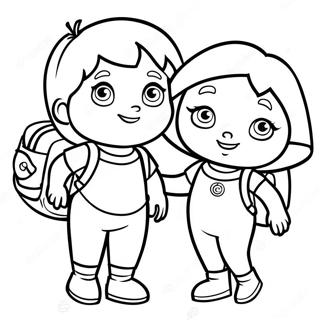 Dora Og Boots Med Rygsaek Farvelaegningssiden 94643-33991