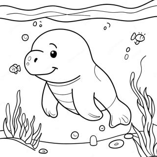 Glad Manatee Under Vand Farvelaegningsside 94979 34246