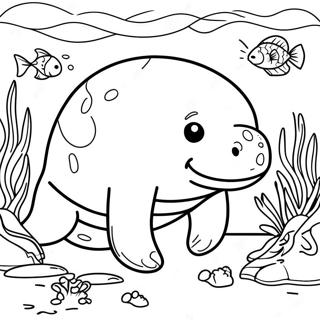 Realistisk Manatee I Korallrev Farvelaegningsside 94981 34255