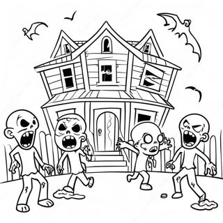 Zombier I Et Hjemsogt Hus Farvelaegningsside 95109-34355
