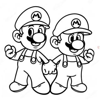 Farverig Mario Og Luigi Eventyr Farvelaegningsside 95233-34441