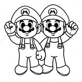 Farverig Mario Og Luigi Eventyr Farvelaegningsside 95233-34444