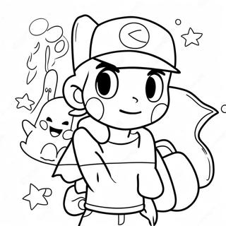 Ash Ketchum Med Pikachu Farvelaegningsside 96594-35538