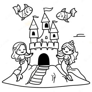 Fantasi Sand Slot Med Havfruer Farvelaegningsside 99086-37785