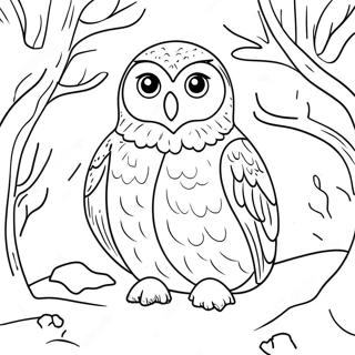 Charmerende Sneugle I En Vinter Scene Farvelaegningsside 99498 38103